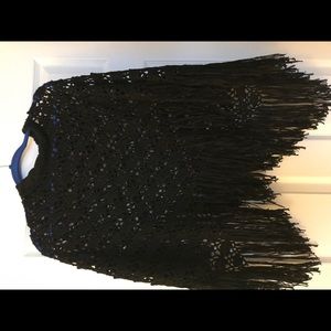 Black crochet poncho